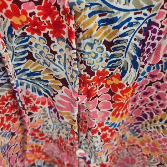 Bougie and Co Boutique Retro Floral Front Tie Button Down Blouse 2xl - Picture 5 of 14